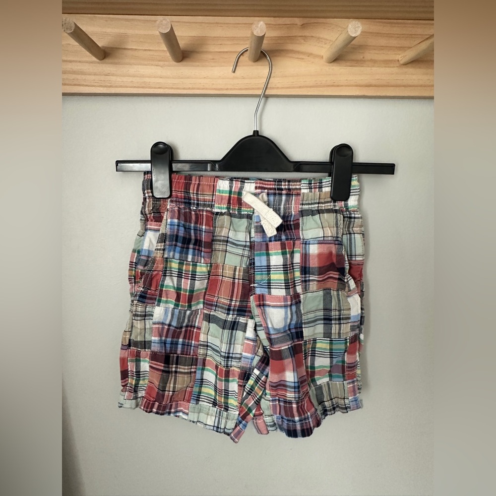 Lands’ End Kids 100% Cotton Pull On Patchwork Plaid Shorts